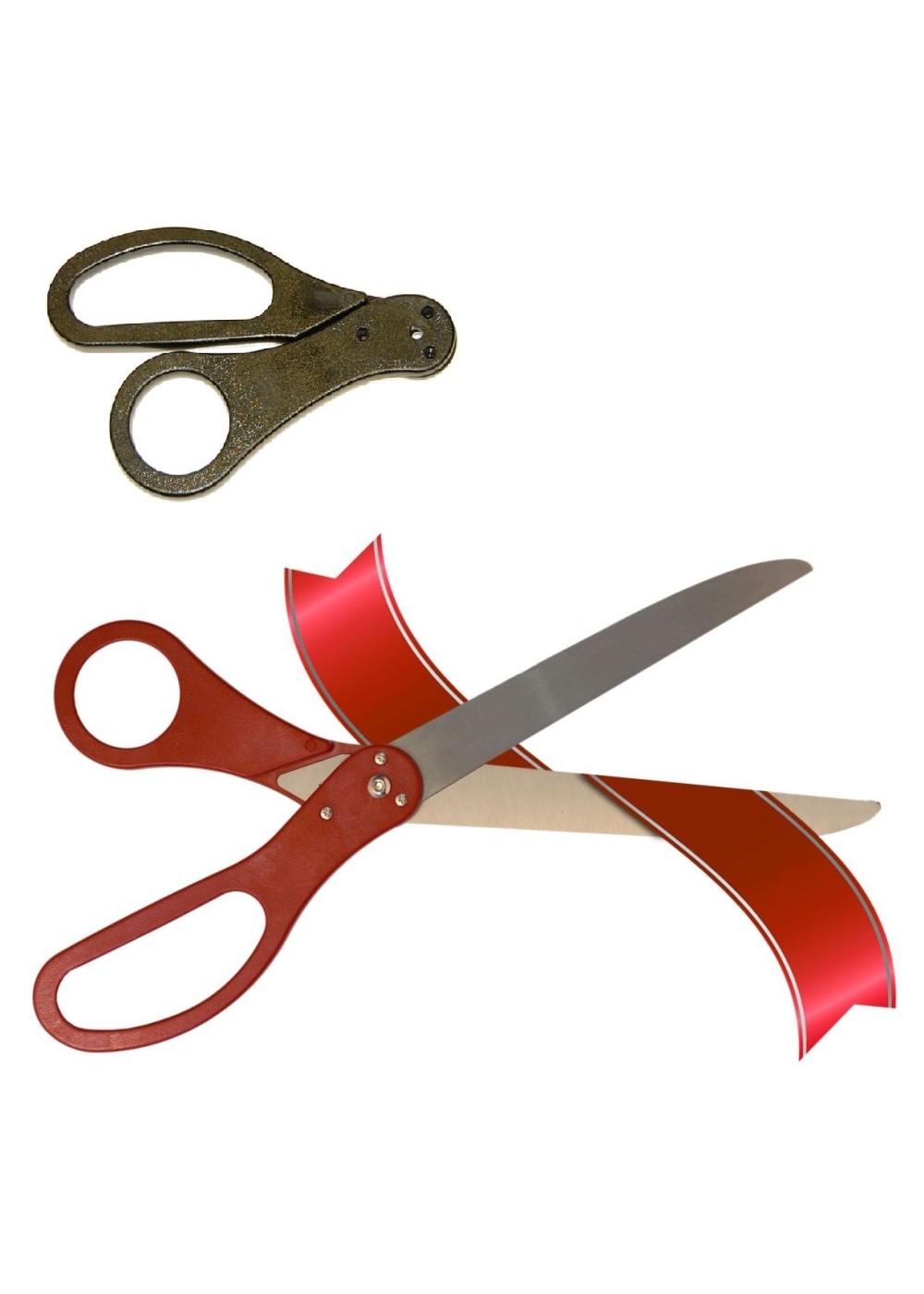 25 Inch Long Red Ribbon Cutting Scissors With Changeable Black Handles